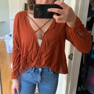 Burnt orange long sleeve blouse